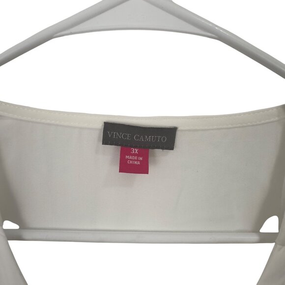 Vince Camuto Womens White V-Neck Blouse With Flutter Sleeves Size 3X Polyester - Picture 6 of 13